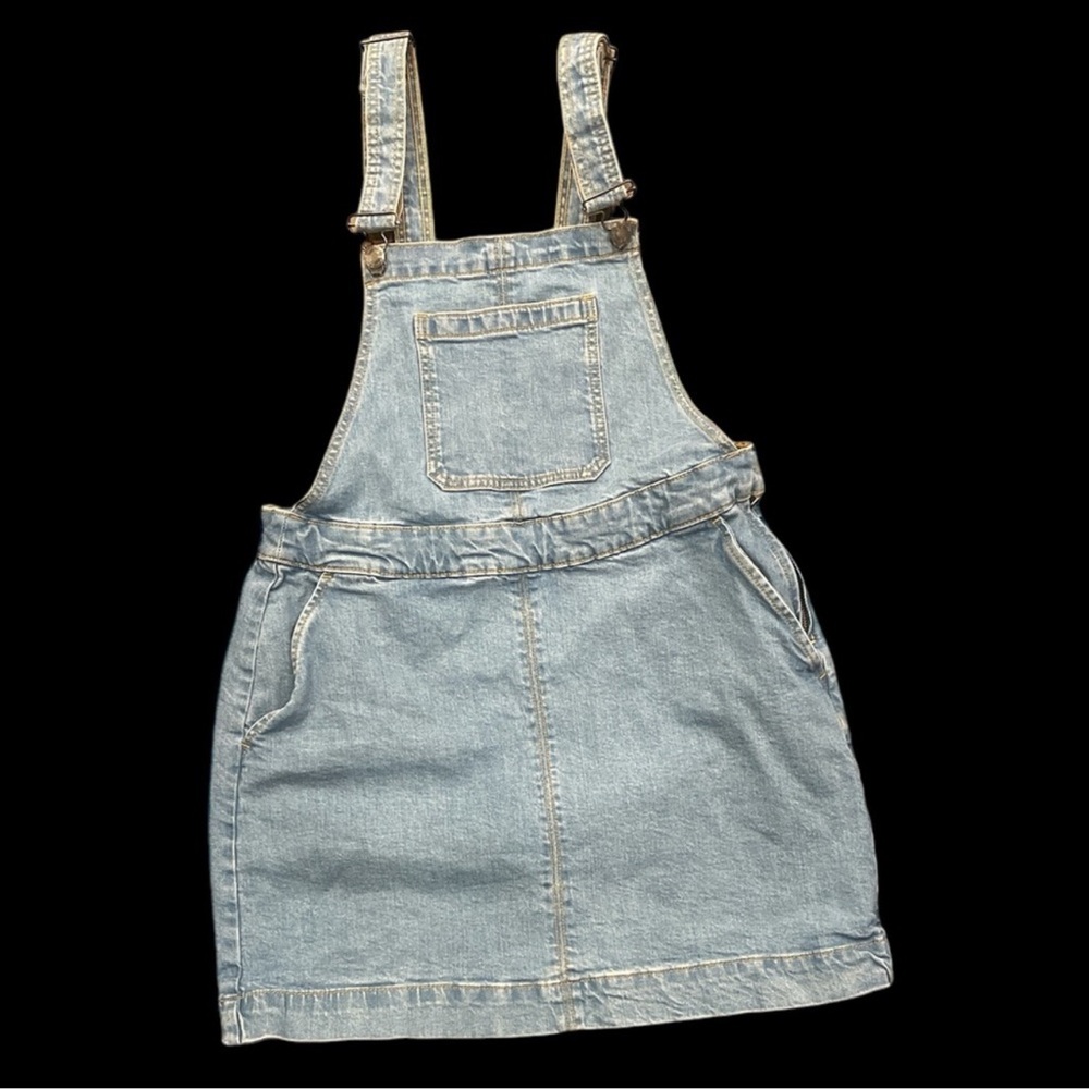 Vintage Ripzone Light Wash Denim Overall Dress Pinafore Mini Size - Picture 2 of 5